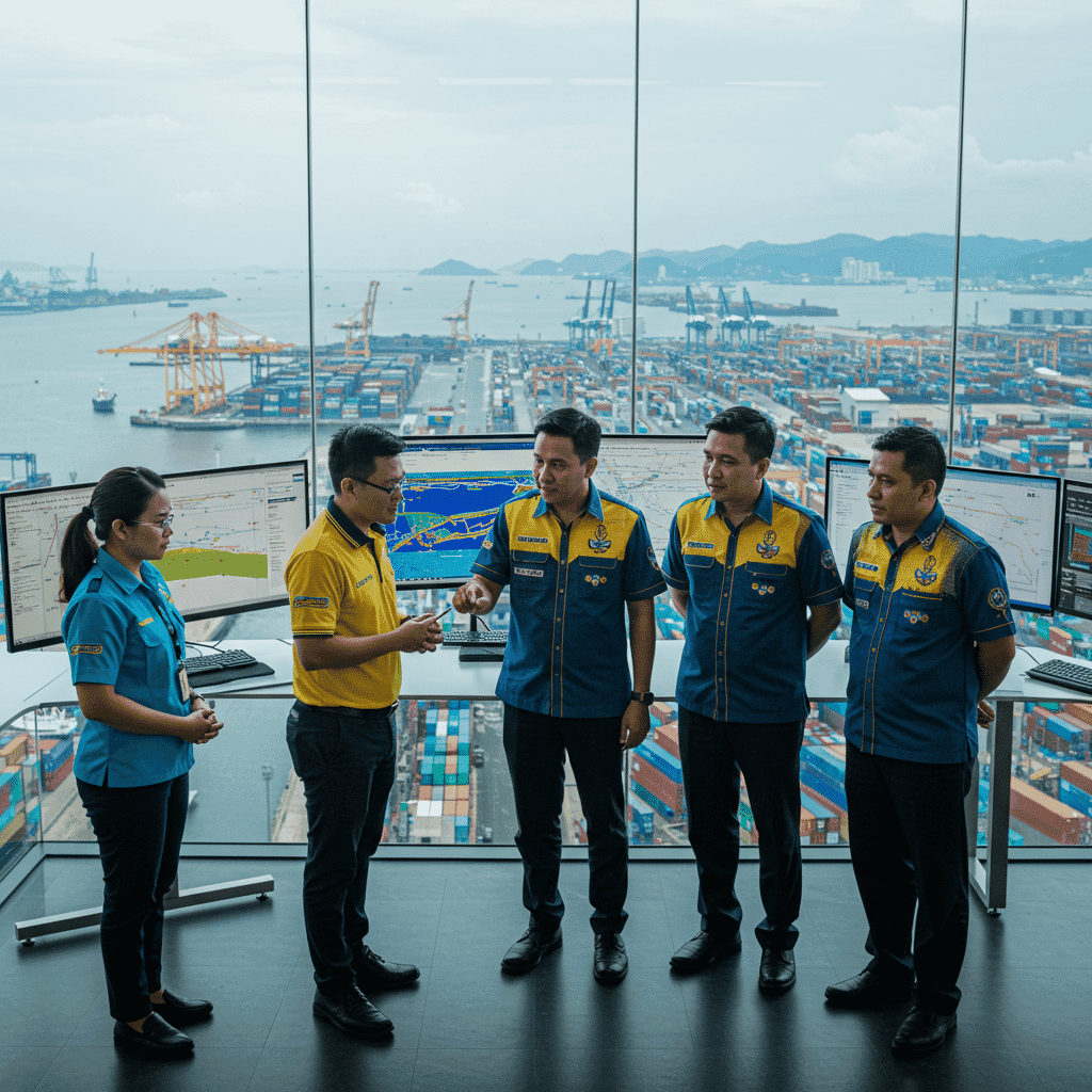 Foto tim manajemen dan armada kapal IndoMarine